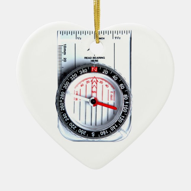 Heart Ornament - orienteering compass (Front)