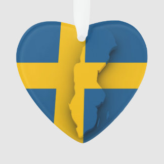 Heart ornament - Swedish flag / snowflake