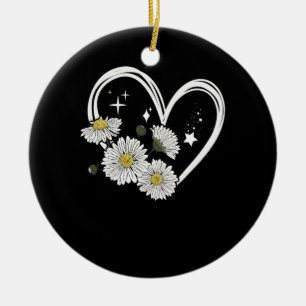 Heart Outline With Daisy Flowers Oopsie Daisy Girl Ceramic Tree Decoration