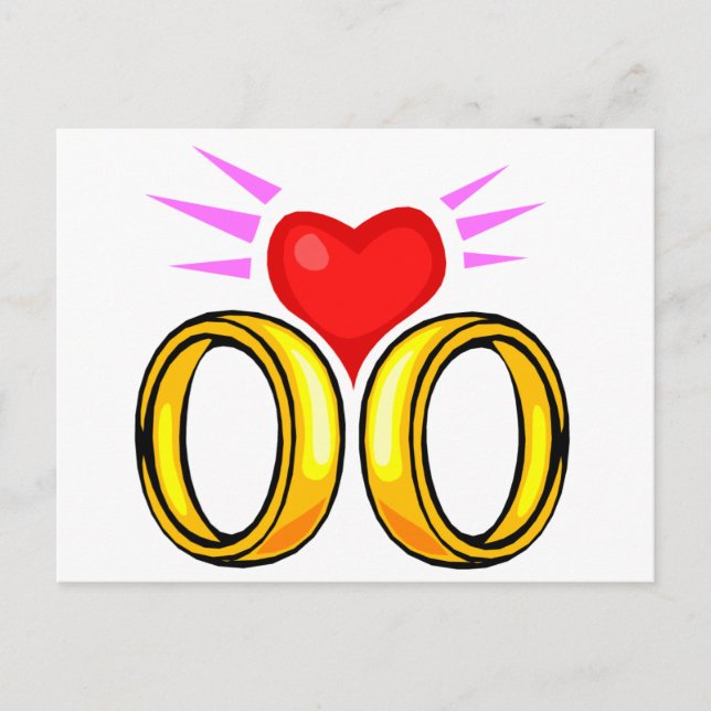 Heart Over Wedding Rings Postcard (Front)