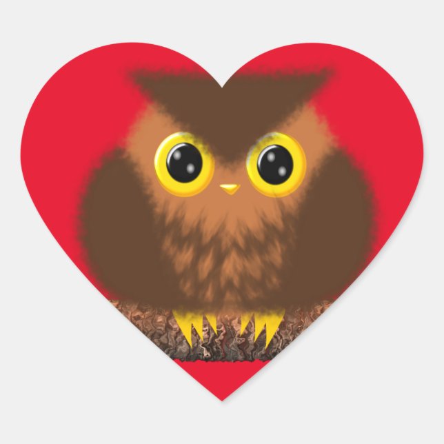 Heart Owl Heart Sticker (Front)