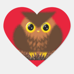 Heart Owl Heart Sticker