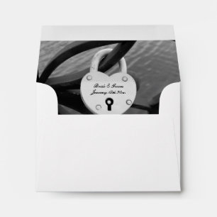 Heart padlock photo custom wedding envelopes