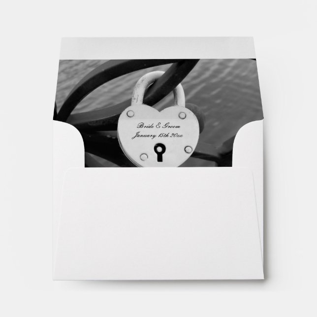 Heart padlock photo custom wedding envelopes (Back (Bottom))