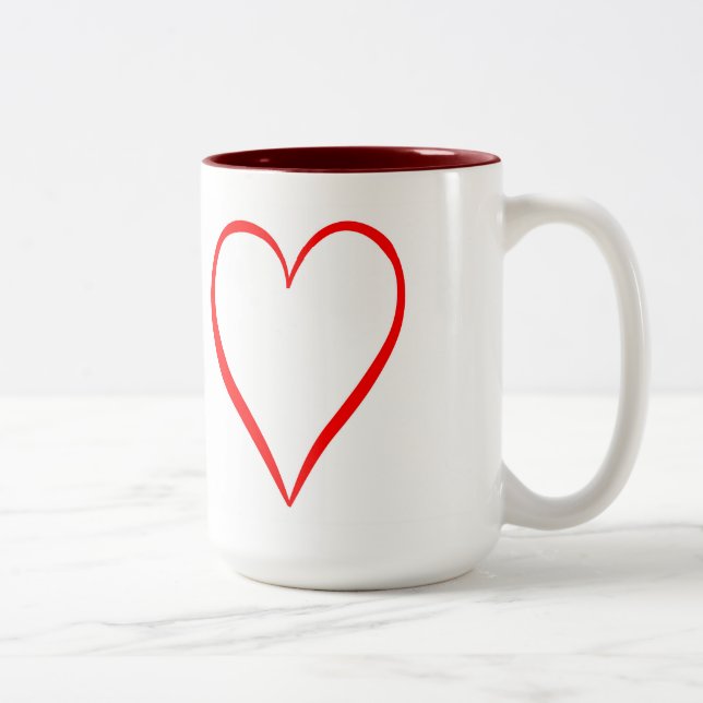Heart painted on a white background Two-Tone coffee mug (Right)
