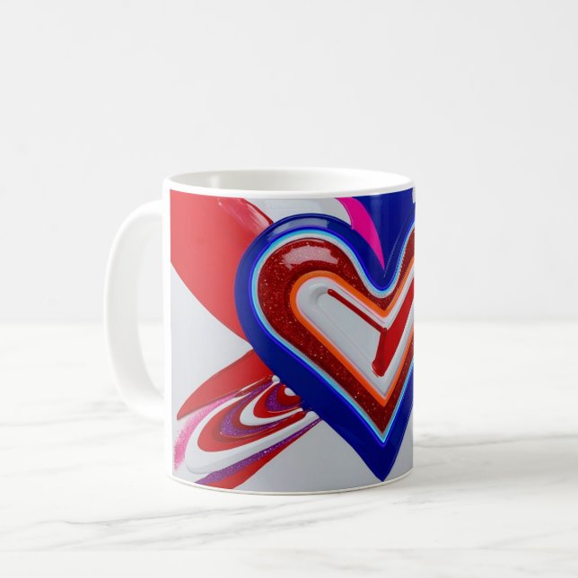Heart Painting Mug for Valentines. Unique  (Front Left)
