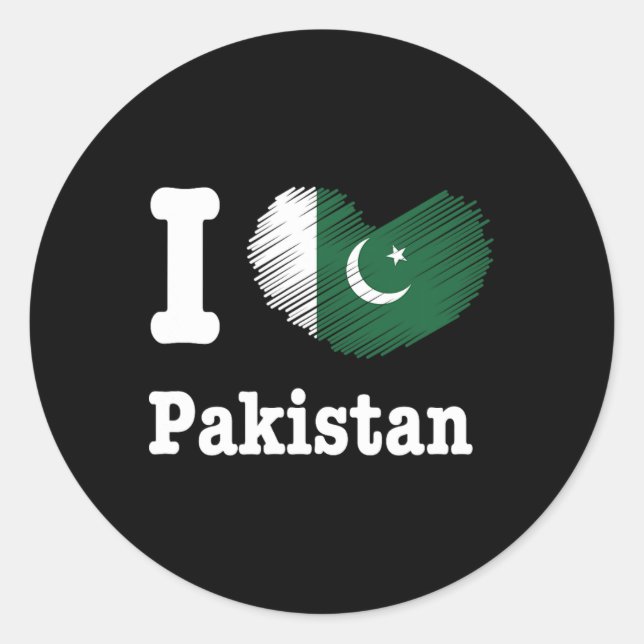 Heart Pakistan Azadi Mubarak Dil Flag Day Proud Ro Classic Round Sticker (Front)