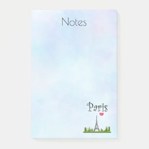 Heart Paris with Eiffel Tower Post-it Notes