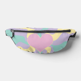 Heart - Pastel Pink, Yellow, Purple and Green Bum Bags
