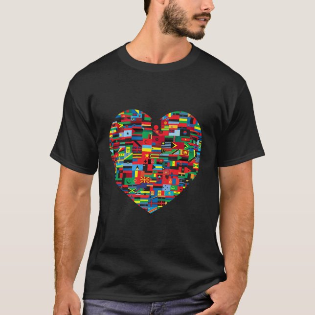 Heart Patriot World Countries Flag Patriotic Trave T-Shirt (Front)