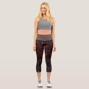 Heart pattern 01.Red.Pink.b Black BG2 Capri Leggings