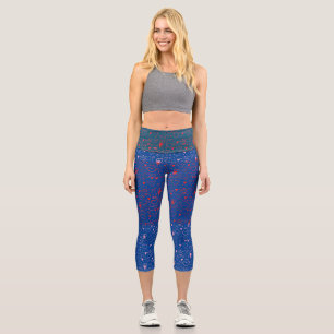 Heart pattern 01.Red.Pink.b Blue BG2 Capri Leggings