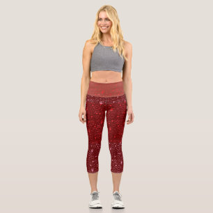 Heart pattern 01.Red.Pink.b Red BG Capri Leggings