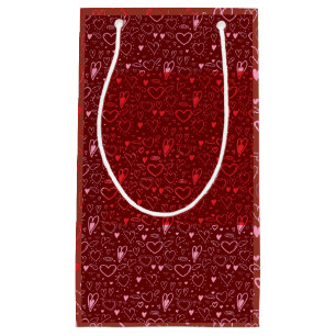Heart pattern 01.Red.Pink.b Red BG Small Gift Bag