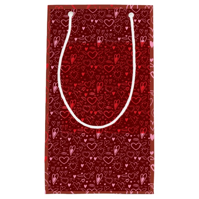 Heart pattern 01.Red.Pink.b Red BG Small Gift Bag (Front)
