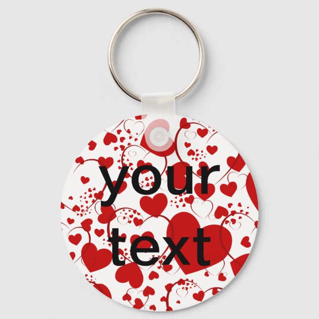 HEART Pattern ART 5 + your text Key Ring (Front)