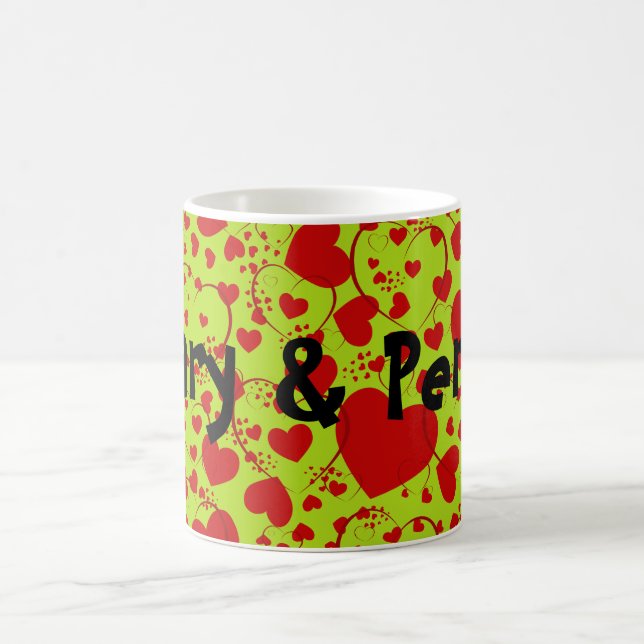 HEART Pattern ART 5 + your text | lightgreen Coffee Mug (Center)