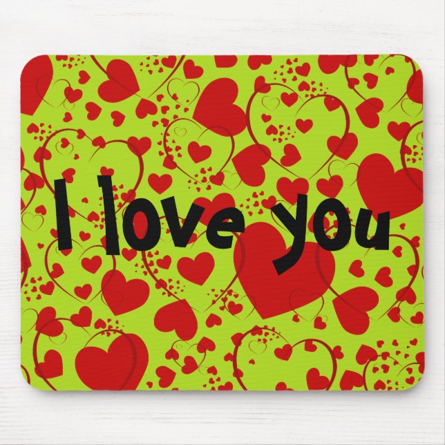 HEART Pattern ART 5 + your text | lightgreen Mouse Mat (Front)