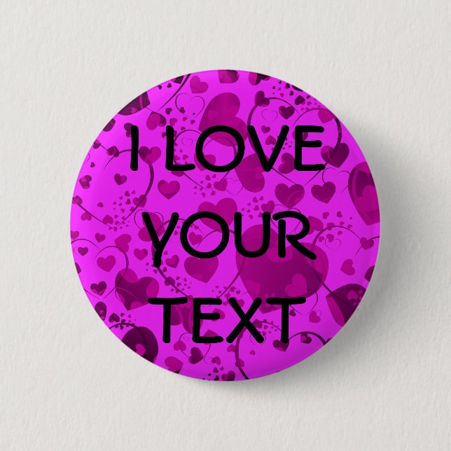 HEART Pattern ART 6 + your text | pink Cm Round Badge (Front)
