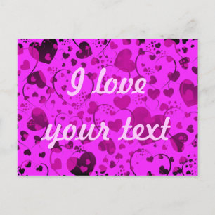 HEART Pattern ART 6 + your text   pink Postcard