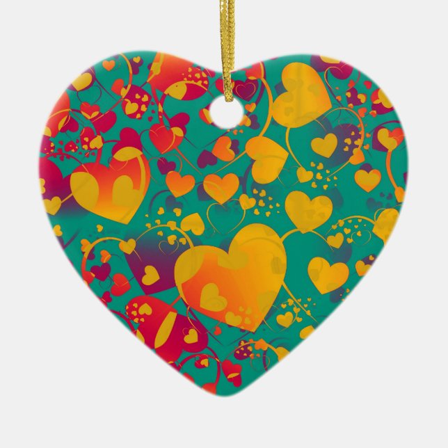 HEART pattern ART 9 Ceramic Tree Decoration (Front)
