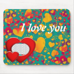 HEART pattern ART 9 + your text and photo Mouse Mat