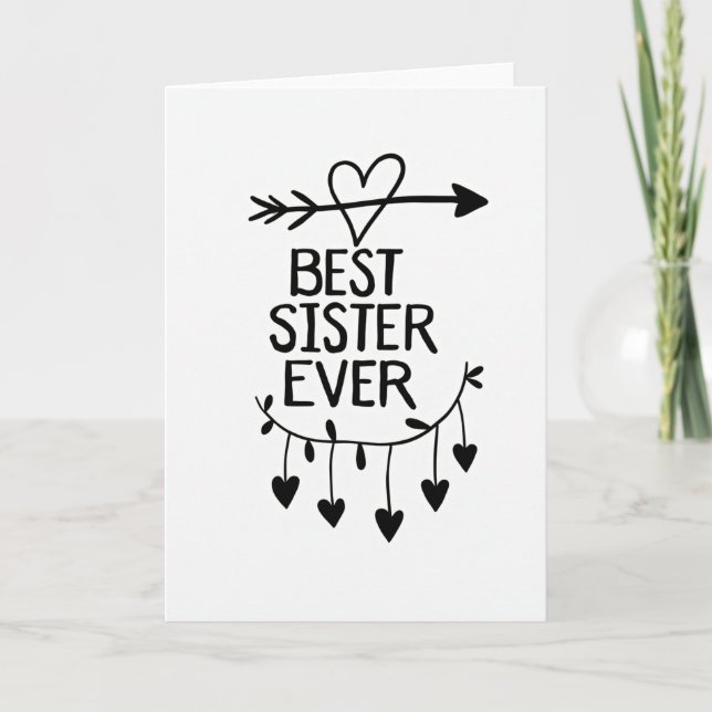 Heart Pattern Best Sister Ever Card (Front)