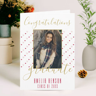 Heart Pattern Congratulations Graduate Photo Card