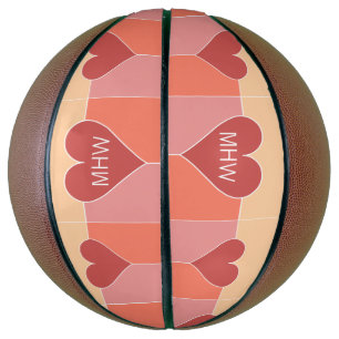Heart Pattern custom monogram basketball