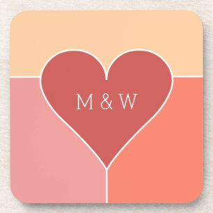 Heart Pattern custom monogram coaster set