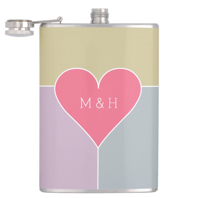 Heart Pattern custom monogram flask (Opened)