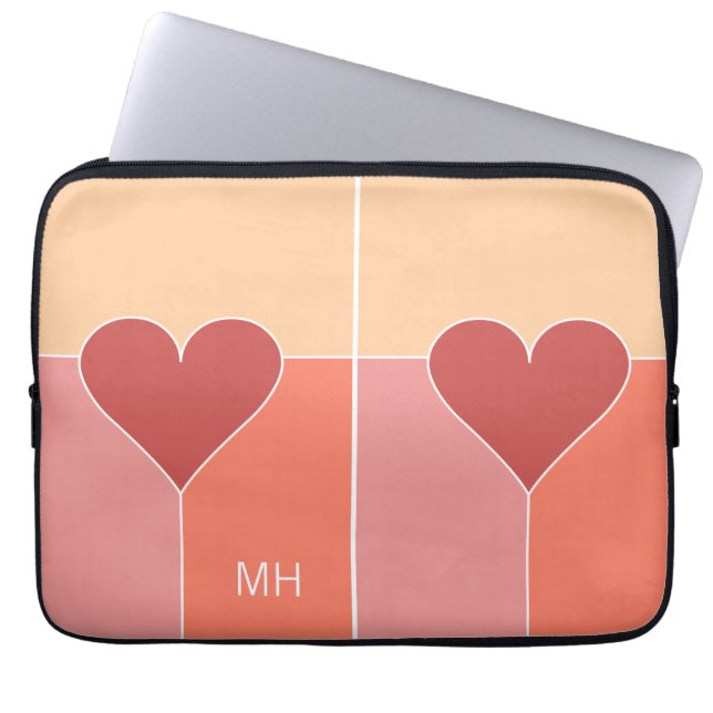 Heart Pattern custom monogram laptop sleeves (Front)