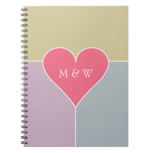 Heart Pattern custom monogram notebook