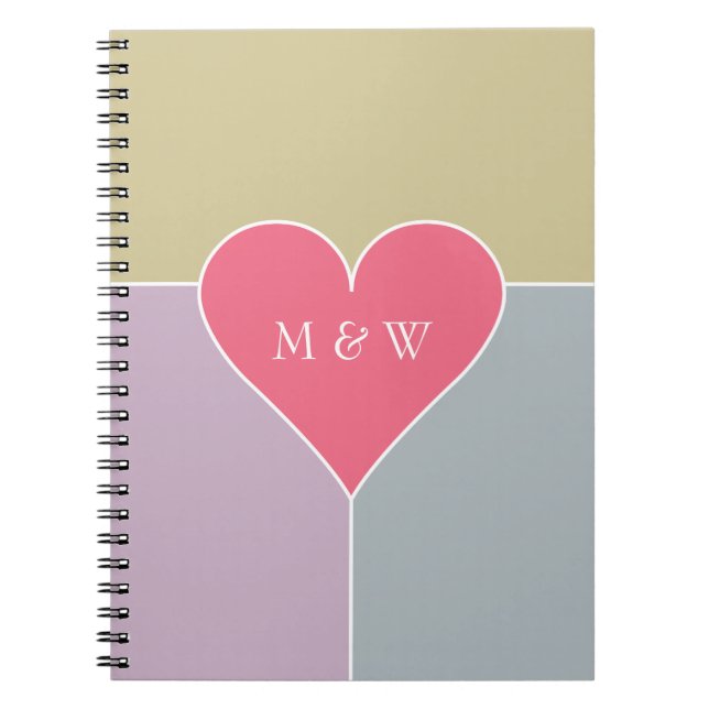 Heart Pattern custom monogram notebook (Front)