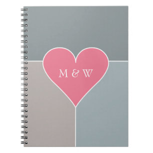 Heart Pattern custom monogram notebook