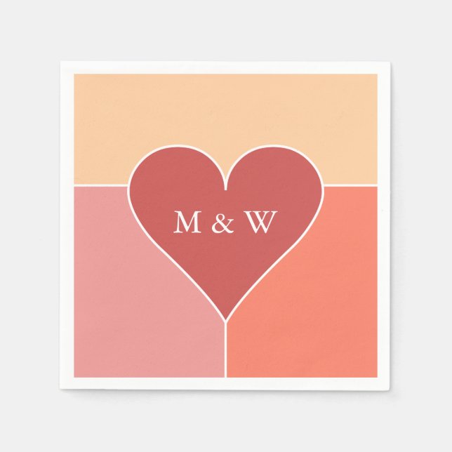 Heart Pattern custom monogram paper napkins (Front)