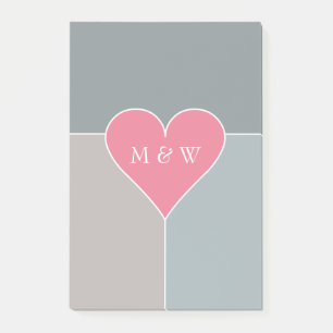 Heart Pattern custom monogram Post-It notes