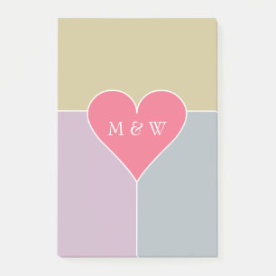 Heart Pattern custom monogram Post-It notes