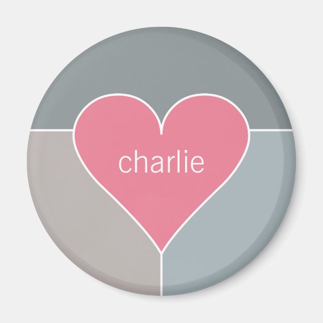 Heart Pattern custom name magnets (Front)