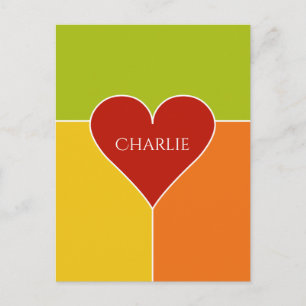 Heart Pattern custom name postcard