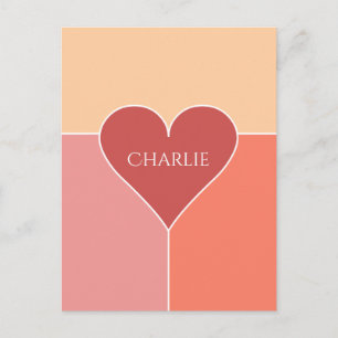 Heart Pattern custom name postcard