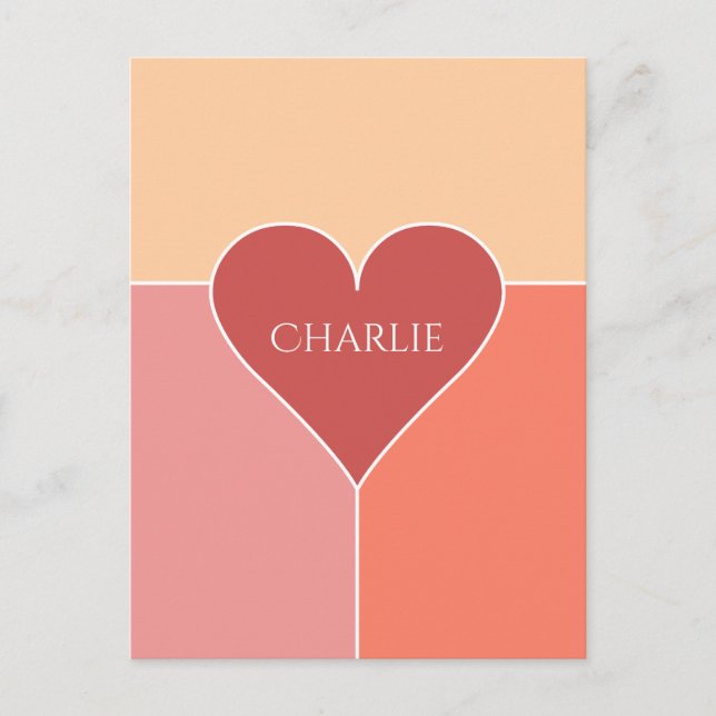 Heart Pattern custom name postcard (Front)