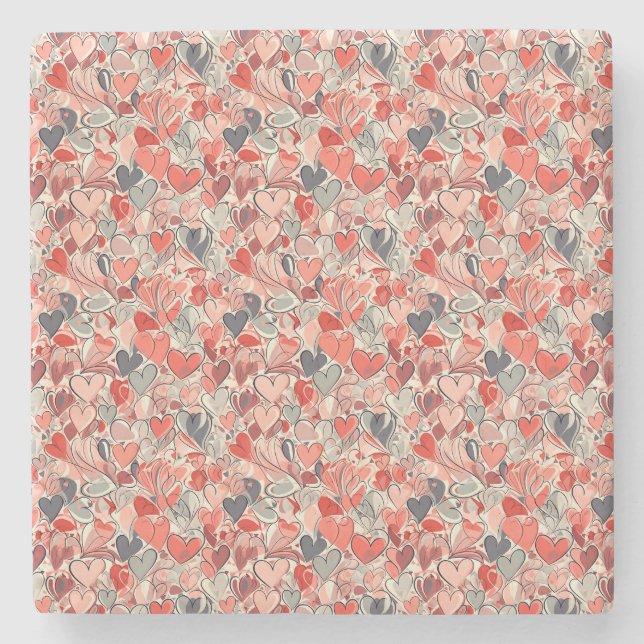 Heart Pattern - Cute and Lovely Valentine's Day Stone Coaster (Front)