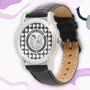 Heart Pattern Family Photo Mother`s Day Watch