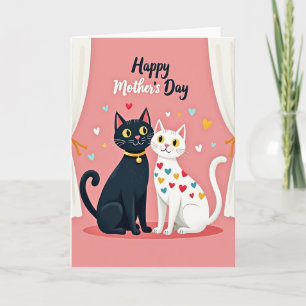 Heart Pattern Felines Card