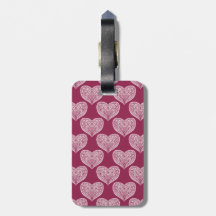 Heart pattern in Burgundy Luggage Tag
