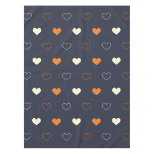 Heart Pattern in Orange and Cream Tablecloth