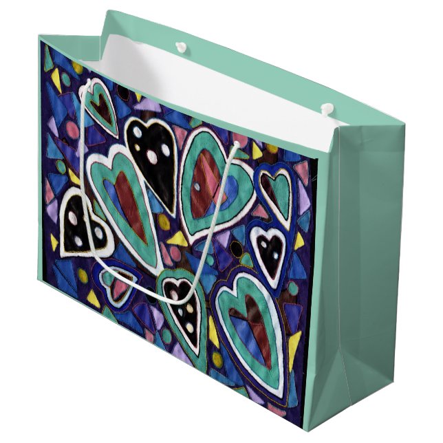 Heart pattern large gift bag (Front Angled)