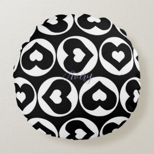 Heart Pattern Love Graphic Bold Round Cushion
