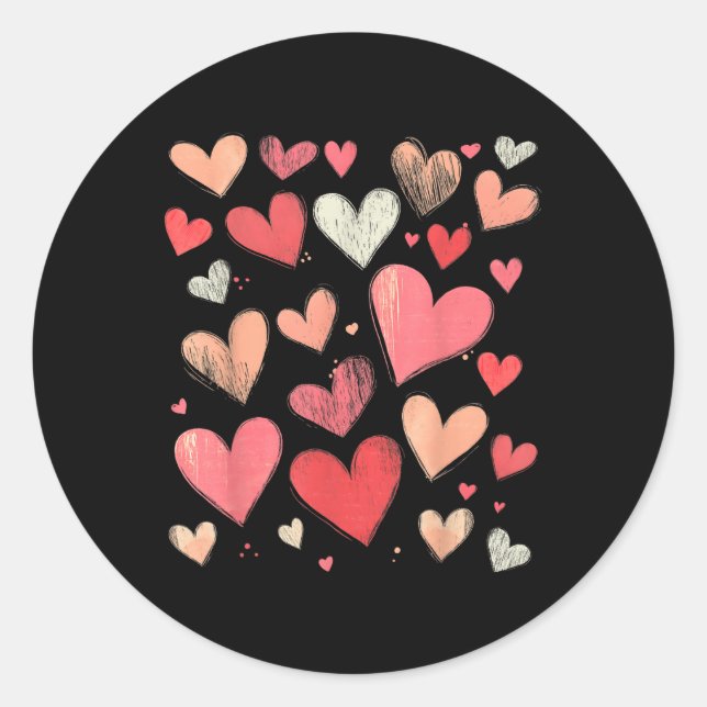 Heart Pattern – Love Theme – For Him And Her  Classic Round Sticker (Front)